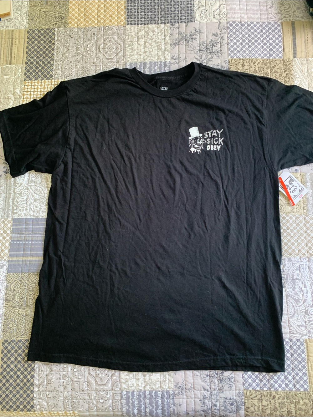 Obey Black 'Stay Sick' Short Sleeve Graphic Tee - Picture 3 of 9
